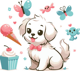 Cute Baby Dog Stickers Vector Art Illustrations