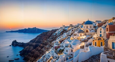 Naklejka premium A breathtaking view of the historical city of Santorini in Greece