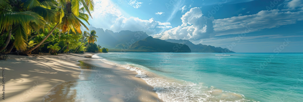 Poster panorama view of summer nature background abstract concept. pastel color tone. generative ai.