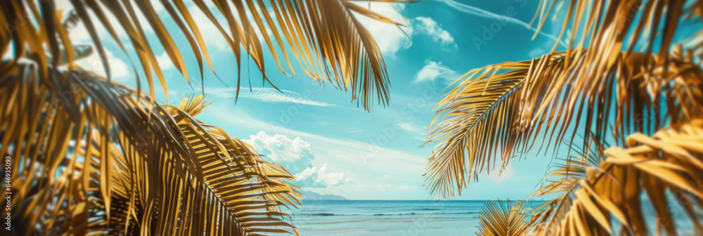 Poster panorama view of summer nature background abstract concept. pastel color tone. generative ai.