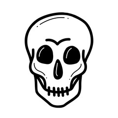 Human skull in a doodle style isolated on white background. Vector illustration.