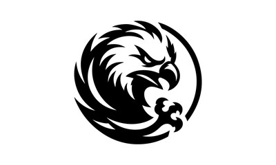 Minimalist logo A Eagle head with Vector silhouette  illustration