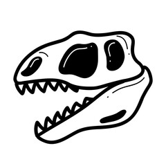 Dinosaur skull in a doodle style isolated on white background. Vector illustration.
