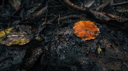 Solitary Leaf on Dark Forest Floor