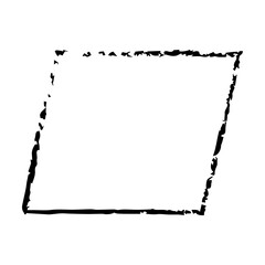 Frame parallelogram texture element, outline border grunge shape icon, decorative doodle for design in vector illustration