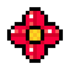 Flower pixel art isolated on a white background. Vector 8 bit illustration.