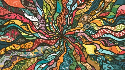 Fototapeta premium Dynamic Abstract Background with Doodles and Patterns