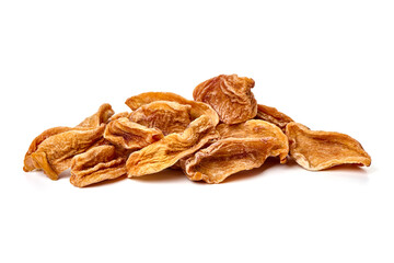 Dried persimmons, close-up, isolated on white background