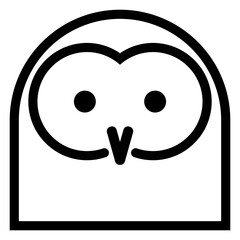 Fototapeta premium Owl, simple line icon on a white background, symbol of a bird.