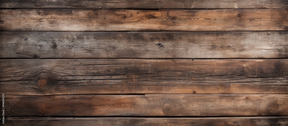 Poster Weathered and aged wooden boards forming a textured surface with multiple planks tightly fitted together. with copy space image. Place for adding text or design