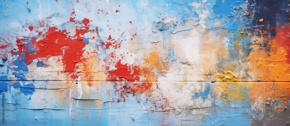 Poster An abstract painting featuring red, white, and blue colors, creating a patriotic theme. with copy space image. Place for adding text or design