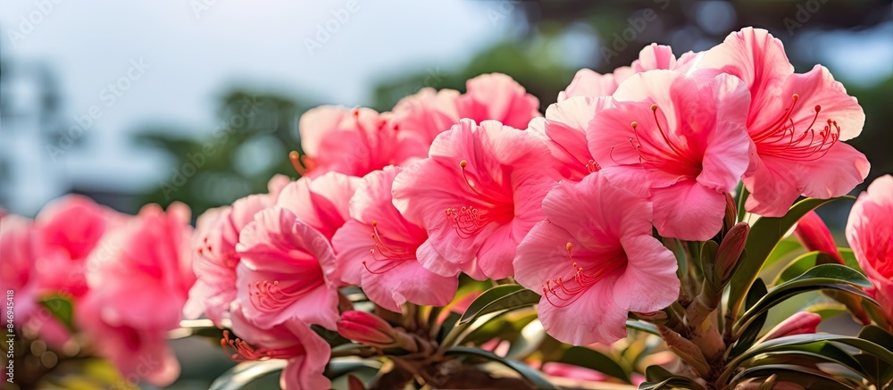 Aufkleber several vibrant pink flowers are blossoming beautifully in the lush garden environment. with copy sp