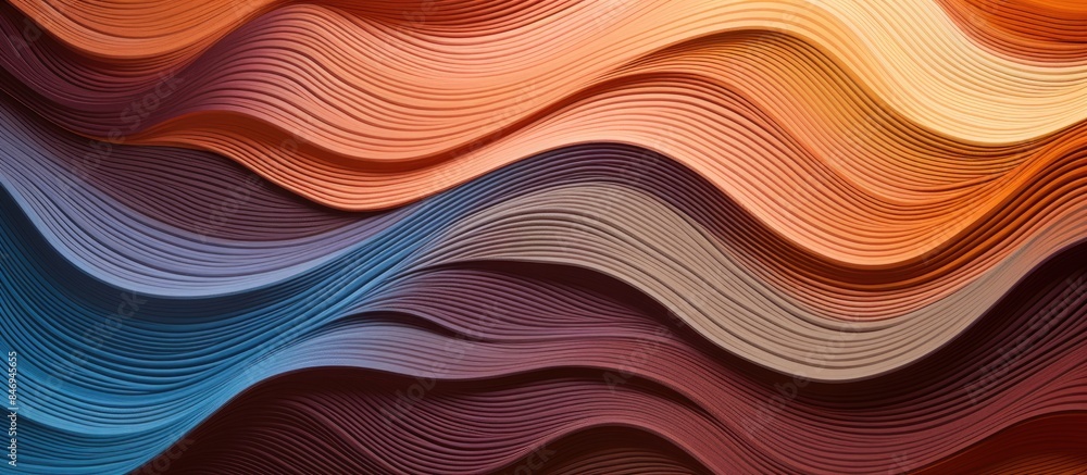 Aufkleber Close-up view of a vibrant wave pattern on a wall, showcasing a colorful and intricate design. with copy space image. Place for adding text or design