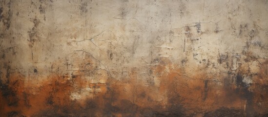 Old and worn, the grunge texture of a wall with rusted surface featuring a distinctive brown and white stripe. with copy space image. Place for adding text or design