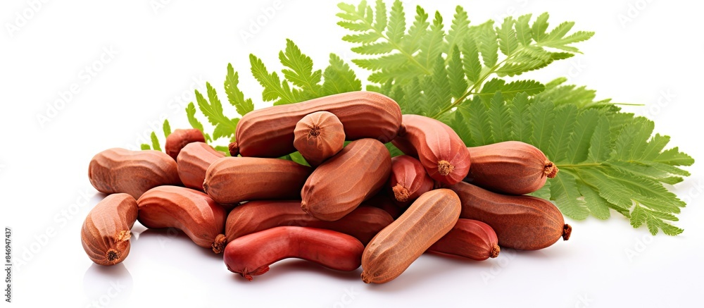 Aufkleber Assorted nuts and various leaves arranged together on a tabletop surface. with copy space image. Place for adding text or design