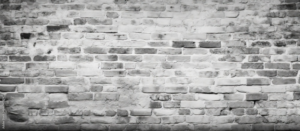 Poster A monochrome textured background of an aged brick wall with a prominent fire hydrant in view. with copy space image. Place for adding text or design