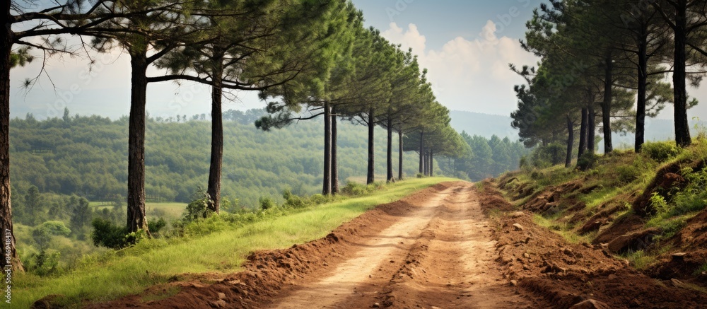 Aufkleber A vehicle with four wheels traveling on a dusty path near a small fire. with copy space image. Place for adding text or design