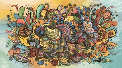 Textural Abstract Background with Doodled Ink Marks Highlights the use of a specific medium