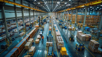 Busy warehouse during peak hours