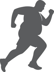 Fat Man Running SiIlhouette Graphics