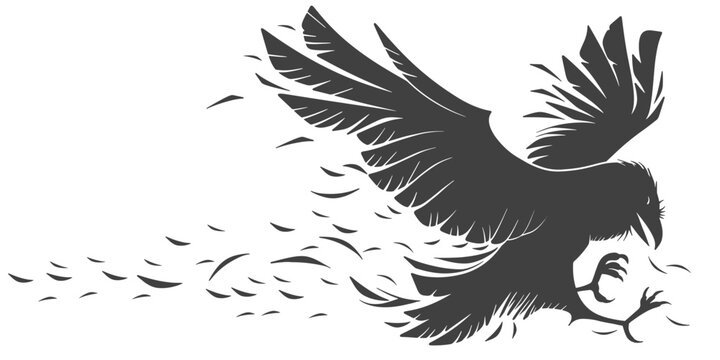Black crow silhouette vector