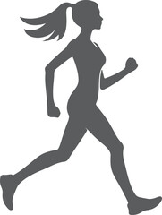 Jogging Running Girl Silhouette Graphics