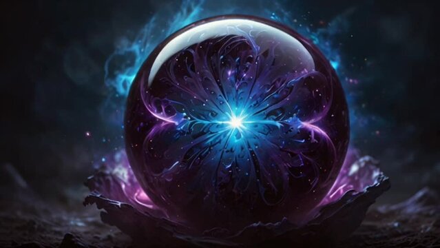 of blue and purple swirling within its depths. The orb radiates a mysterious energy, captivating all who gaze upon it. Its power is said to grant unimaginable abilities to those who possess it.