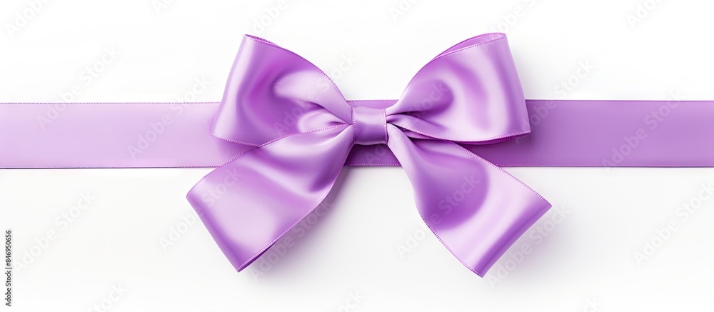 Poster A single purple bow, standing out on a plain white background, exuding elegance and simplicity. with copy space image. Place for adding text or design
