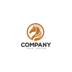 Creative logo design depicting a corporate animal head of a horse.