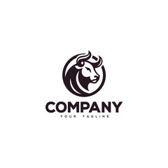 Creative logo design depicting a corporate animal head of a bull.