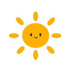 Cute Cartoon Sun Clipart. Illustration of a Smiling Sun.