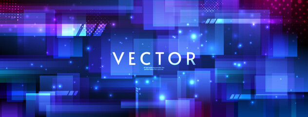 Vector horizontal illustration. Digital background with lights. Design for wallpaper, background, banner, poster.