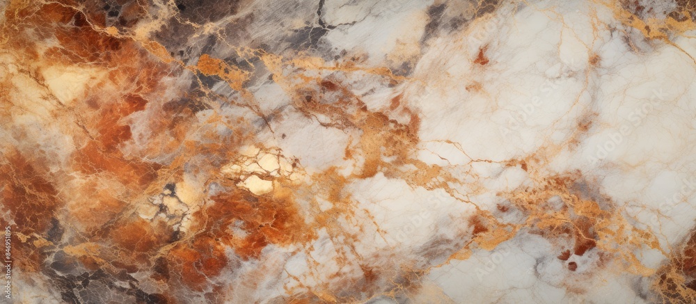 Poster Close-up view of a textured marble wall in hues of brown and white, suitable for design backgrounds or projects. with copy space image. Place for adding text or design