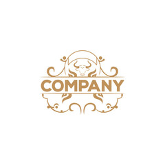 Creative logo design depicting a bull head emblem. 