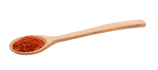 pile of red pepper in wood spoon on transparent png