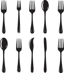 fork knife and spoon silhouette