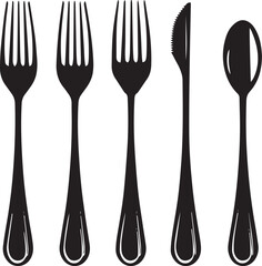 fork knife and spoon silhouette