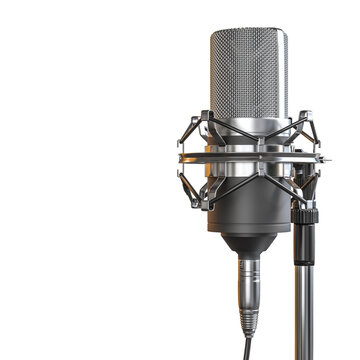 Professional studio microphone on transparent background