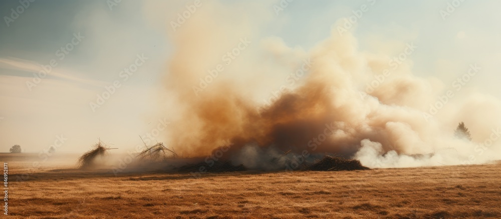 Poster a heavy-duty truck equipped with a substantial tire is seen driving alongside a blazing fire on a du