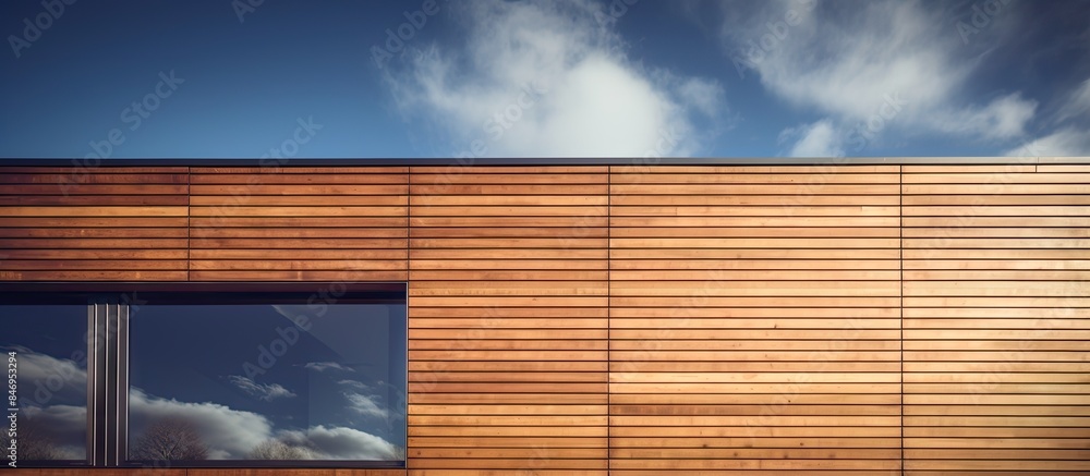 Aufkleber Wooden building framed against a clear sky background featuring a single window. with copy space image. Place for adding text or design