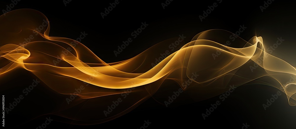 Aufkleber close-up of abstract gold smoke movement on a dark black background. with copy space image. place fo