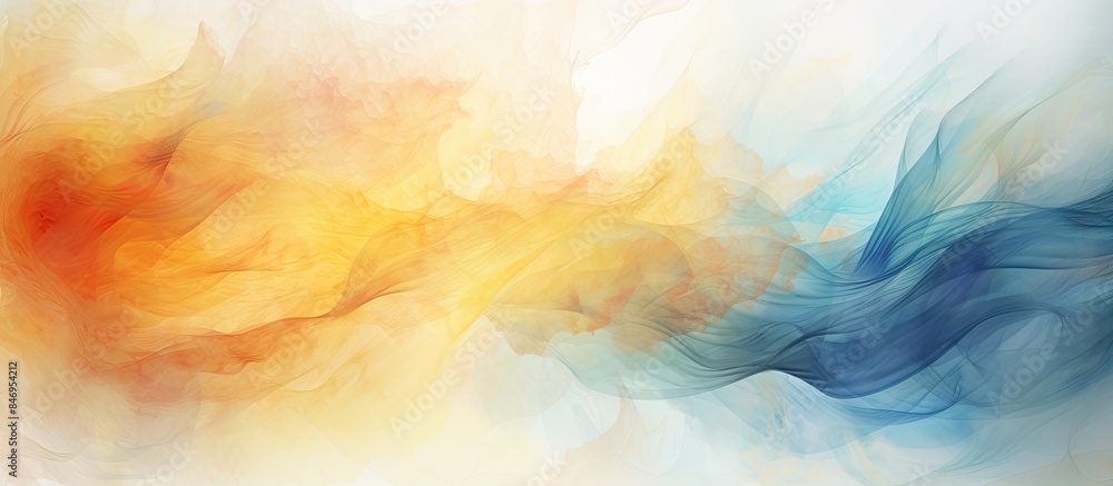 Fototapete vibrant abstract painting featuring a swirling pattern with shades of blue and orange. with copy spa