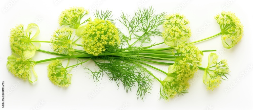 Aufkleber several lush green flowers clustered together on a pristine white surface, showcasing natural beauty