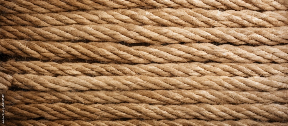 Aufkleber Close-up shot of an aged rope showcasing its texture against a solid brown backdrop. with copy space image. Place for adding text or design