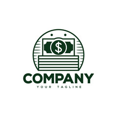 Creative logo design depicting a stak of bills. 