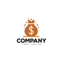 Creative logo design depicting a bag of money. 