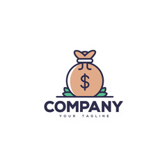 Creative logo design depicting a bag of money. 