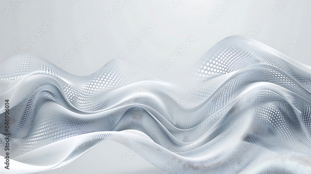 Poster grey white abstract background with flowing particles