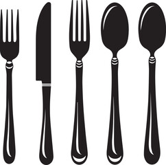 fork knife and spoon silhouette