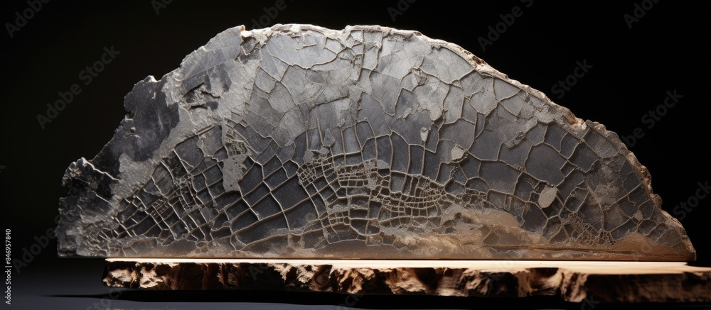 Fototapete detailed close-up shot showcasing the texture of a rock set against a deep black background. with co